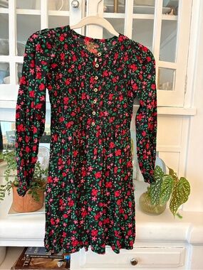 Cat & Jack Black Top with Red Floral Print